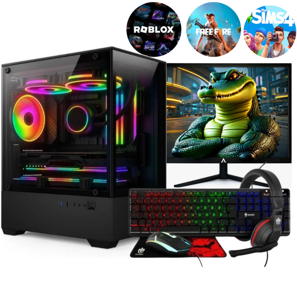 Computador Gamer Completo i5 16GB Memória RAM Monitor Teclado Mouse e Headset