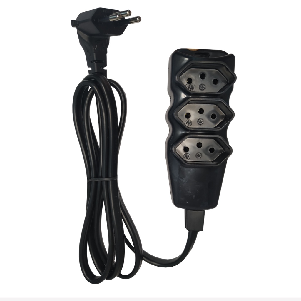 Estensão Elétrica 3 Pinos Plug 90° 3 Tomadas 1,5 Metros