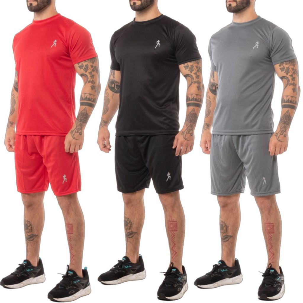 Kit 2 Camisetas Masculinas + 2 Bermudas Masculinas Academia - Conjunto