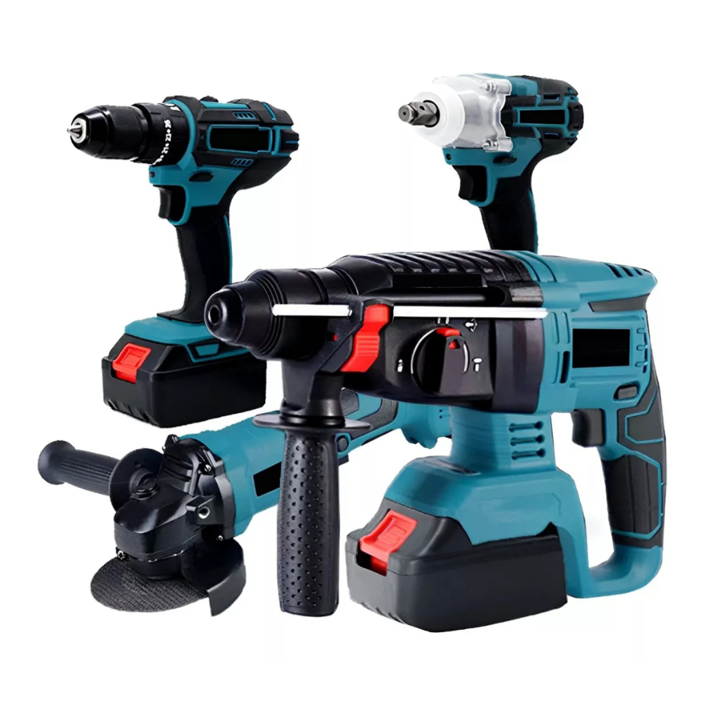 Kit 4em1 Martelete Esmerilhadeira Parafusadeira Chave1/2 48v