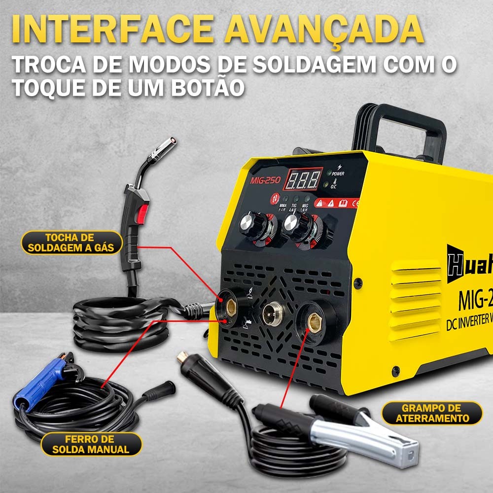 Máquina de solda com inversor MIG-250 Transformador de solda Inversor de solda Máquina de solda com inversor sem gás,.