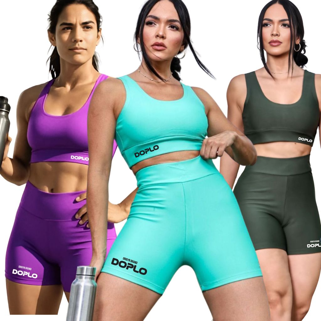 Kit 3 Conjuntos Academia Fitness – Top e Short para Academia Moda Fitness Feminina Conjunto Academia