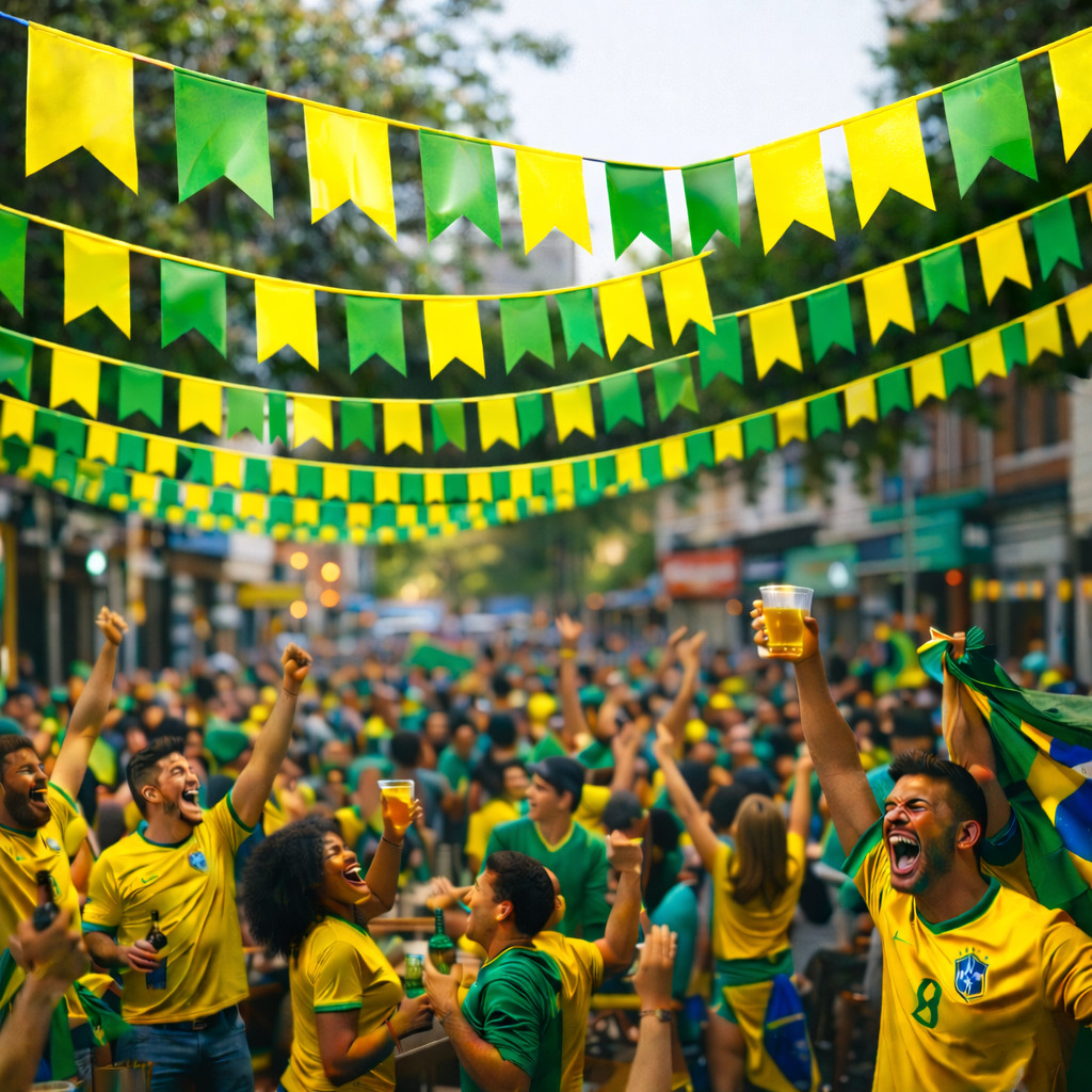 10/50/100m Bandeirinha Verde E Amarela Copa Mundo Brasil Plástico