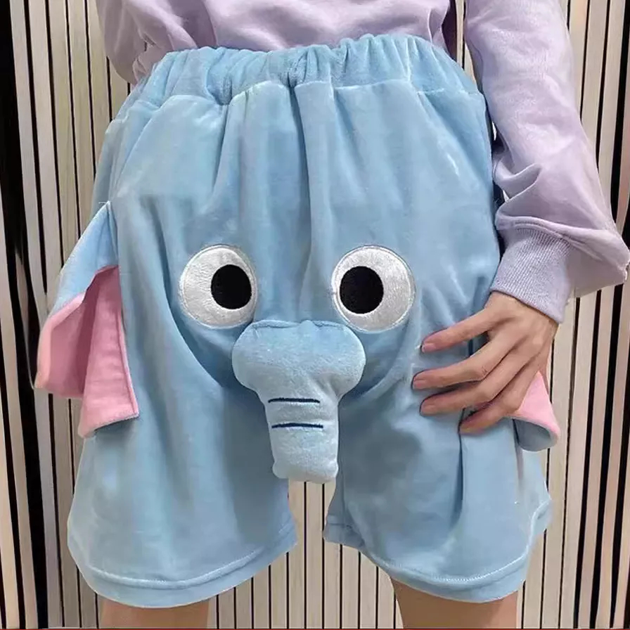 Calça de Pijama Elefante Engraçada para Casal - Modelo Verão com Nariz que Faz Barulho - Tecido Confortável de Algodão