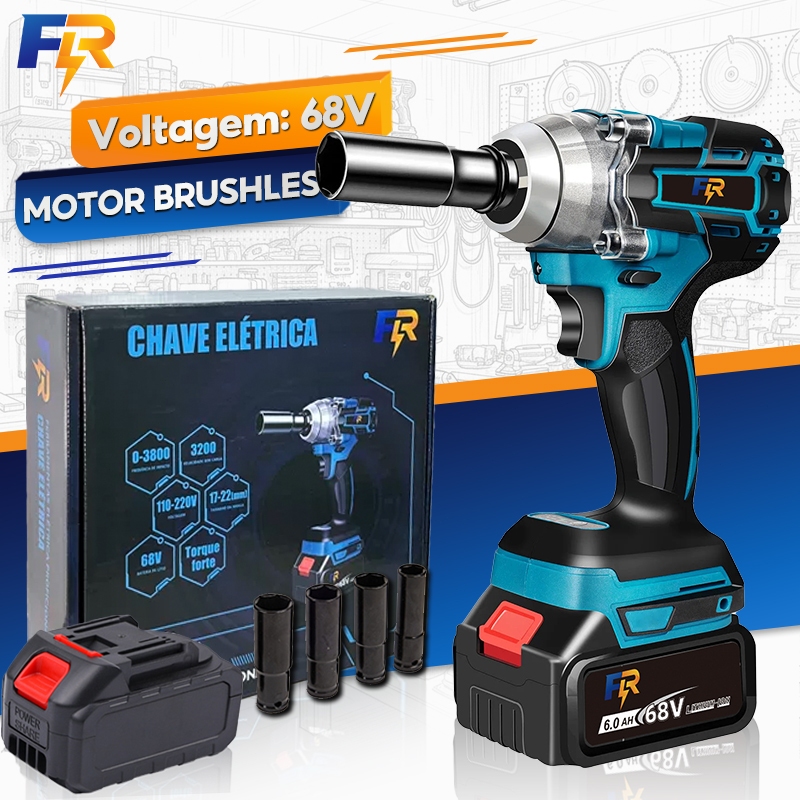 Chave de lmpacto Elétrica Sem Fio 68V 2baterias Longos motor brushless Embalagem requintada