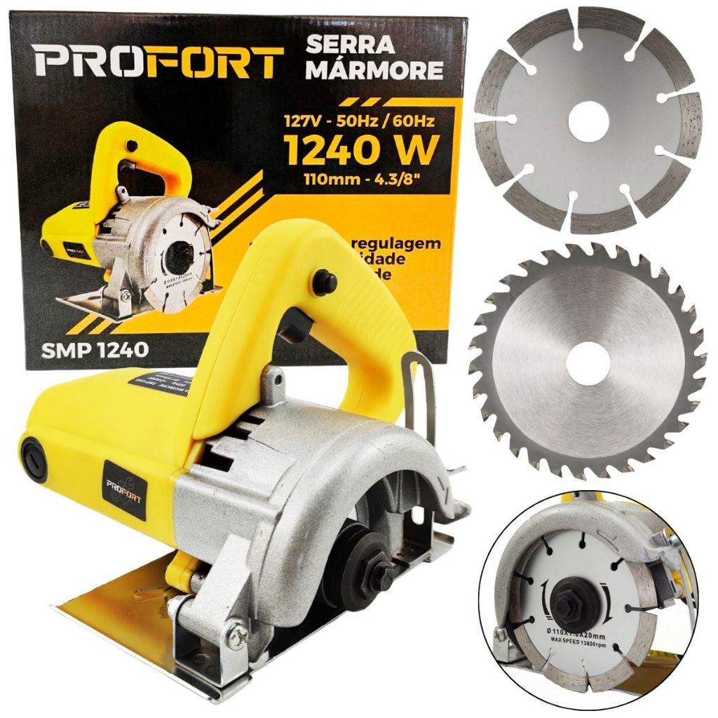 Kit Serra Mármore Tipo Makita SMP1240 para Construção Cívil, Marcenaria - Profort