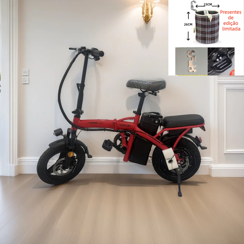 Bicicleta Elétrica Dobrável NIUDA para Adultos | Pedal Tripulado e Compacta – Ideal para Viagens e Deslocamentos