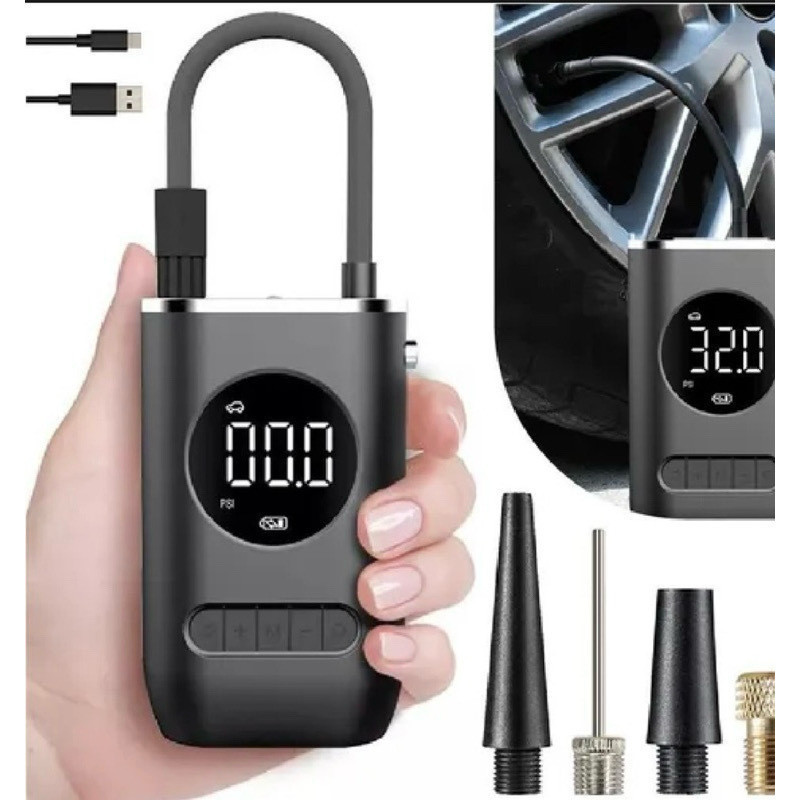 Mini Compressor de Ar Portatil Recarregavél Digital USB Calibrador Pneu Envio Imediato
