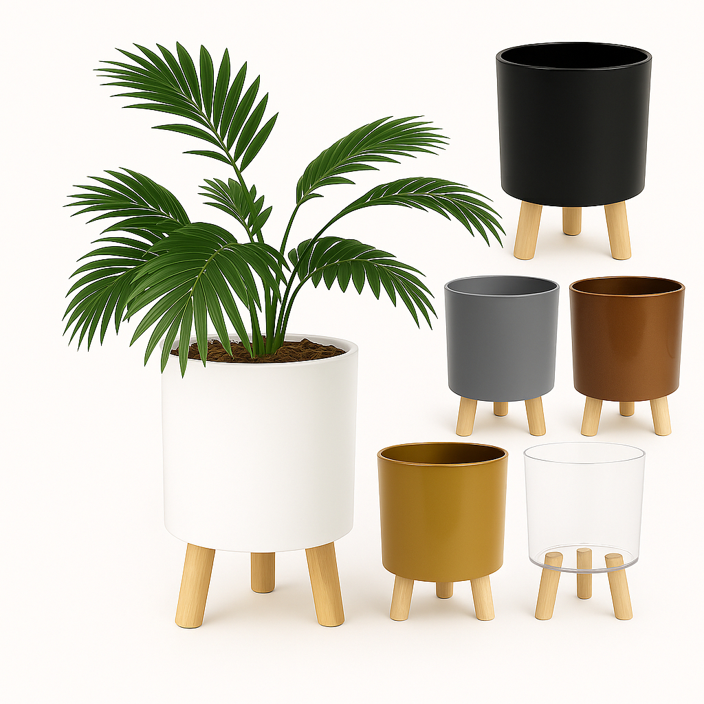 Cachepot Vaso Plástico Decoração Casa Plantas C/ Pé Moderno