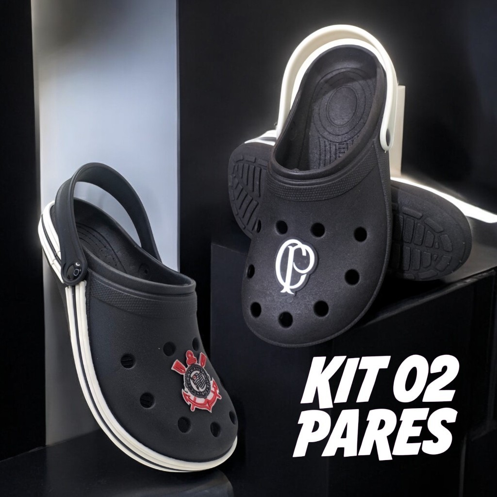 Kit 02 Pares Babuche Infantil Menino Sandália Time Chinelo Masculino Preto