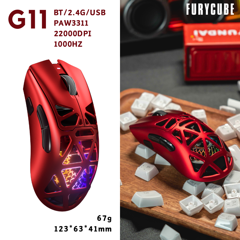 G11 Mouse Gamer software 2.4G BT USB PAW3311 22kDPI 1kHz 400mAh RGB Botão de Fogo Rápid PC Notebook Mac Xbox Tablet