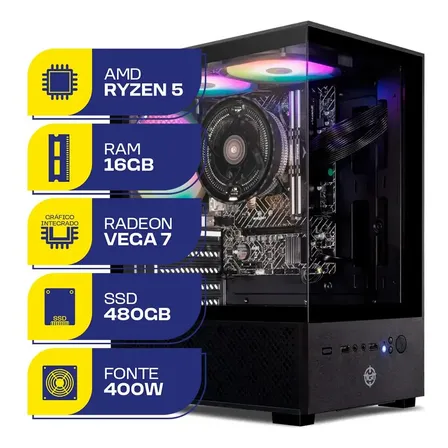 Pc Gamer Mcl, Amd Ryzen 5 5600gt, 16gb Ddr4, Ssd 480gb 480 Gb 16 Gb Amd Radeon Graphics