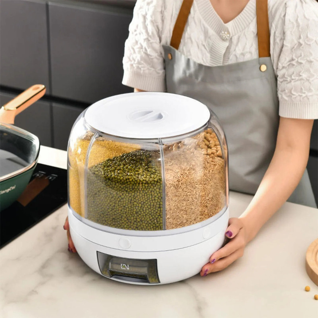 DISPENSER DE ALIMENTOS GIRATORIO 6 DIVISOES - BRANCO