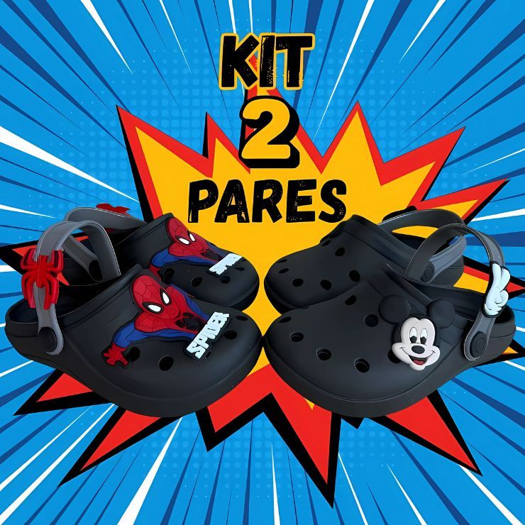 Kit 2 Pares Babuche Personagem Infantil Menino Leve Macia Antiderrapante Promoção Volta As Aulas