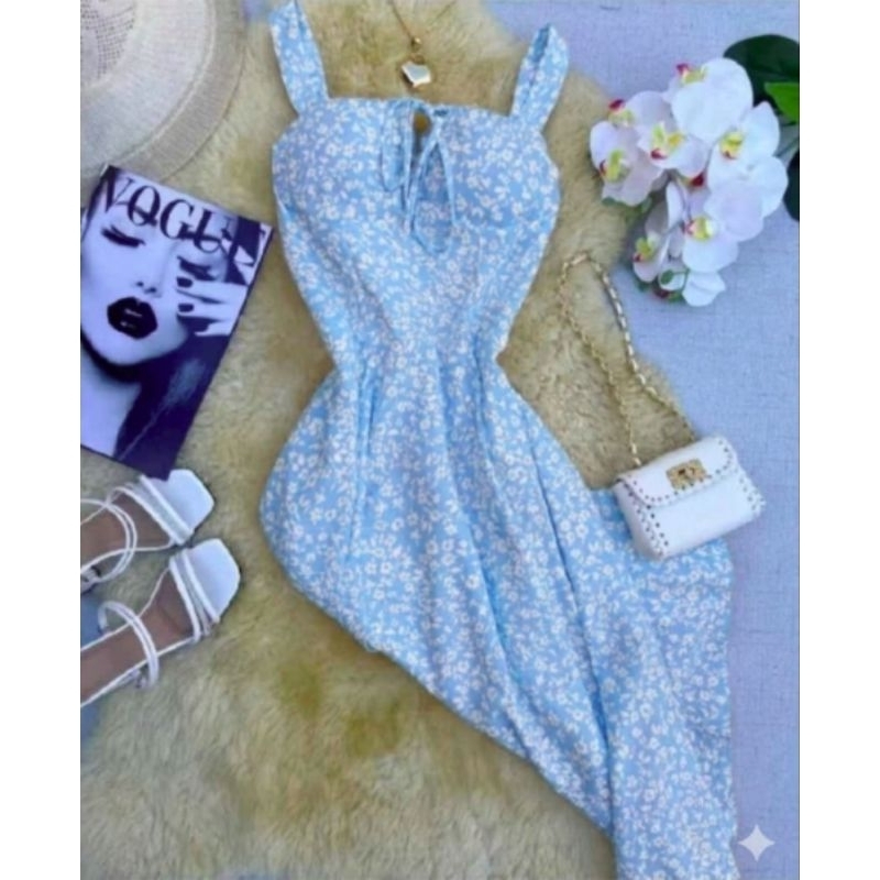 Vestido Feminino Medi  Estampa Floral Tecido Crepinho Confortável Não Amassa