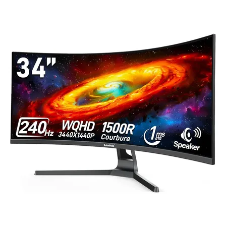 Monitor Gamer Curvo Gawfolk 34'' Wqhd 240hz 1ms Speaker Dp Preto 127/220v