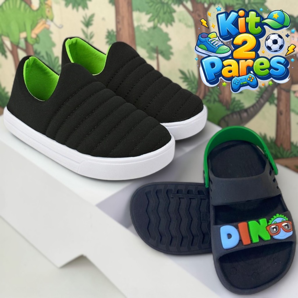Kit 2 Pares Calce Fácil e Sandalia Papete Nuvem Infantil Meninos