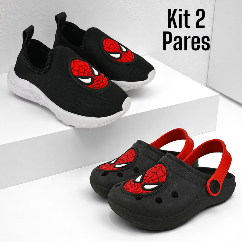 Kit 2 Pares Infantil Menino Sandália Tênis  Babuche Slide Papete  Leve Confortável Casual