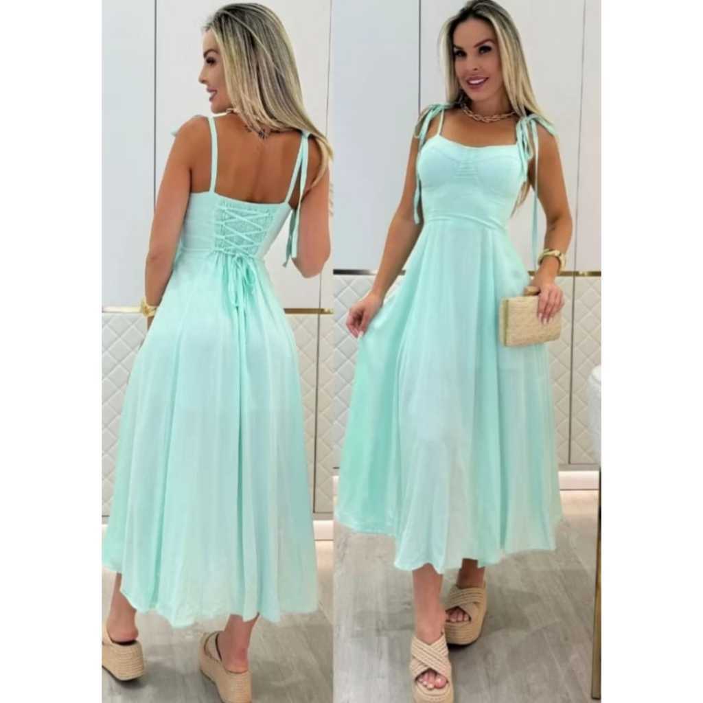 Vestido feminino Midi Romantico Camponesa  elegante tecido viscolinho – forro e bojo Conforto