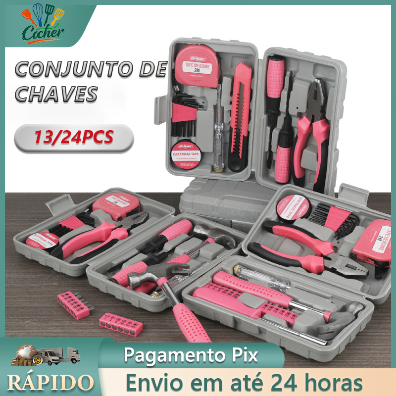 Kit de Ferramentas Rosa 13pcs/24pcs Perfeito para Reparos Domésticos e DIY