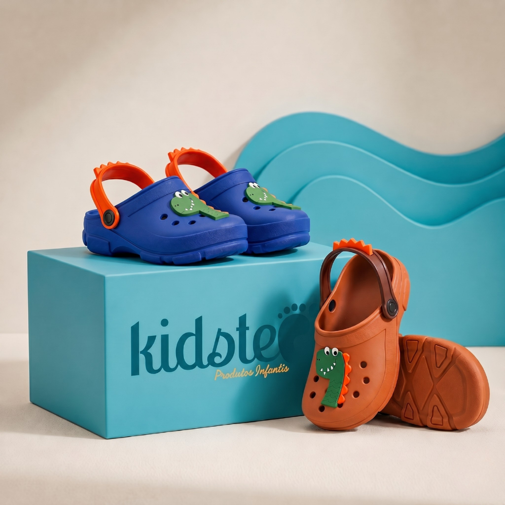 Sandália Babuche Infantil Menino Dinossauro Com Crista Kidstep