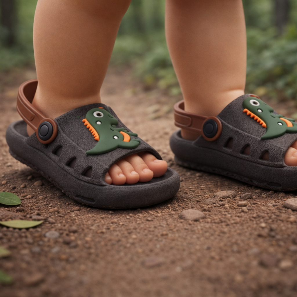 Sandália Infantil Menino Dinossauro Babuche Baby EVA Leve Antiderrapante Confortável