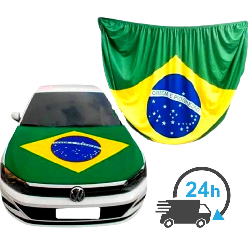 Bandeira Do Brasil Oficial Para Capô De Carro Grande Tecido Poliester Costura Reforçada 180x120cm