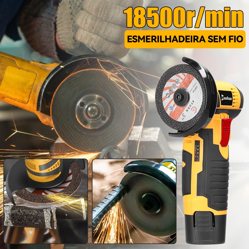 Esmerilhadeira Sem Fio  12V -  Kit Completo Lixadeira Serra Mármore, Portátil para Metal, Madeira, Mármore