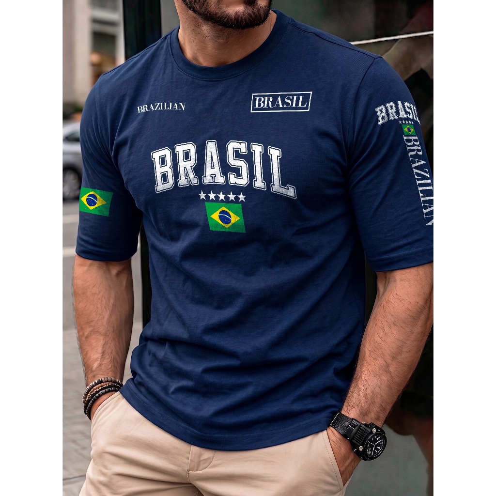Camiseta Masculina Brasil Brazilian 100% Algodão Estilo Street Wear Plus Size