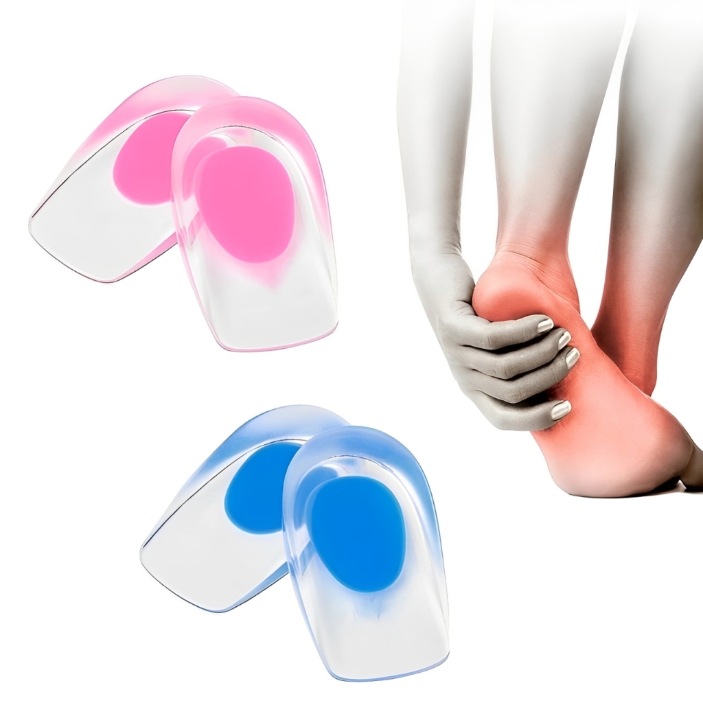 2 Pares de Calcanheira de Silicone Ortopédica Palmilha de Amortecimento Anti-Impacto Esporão