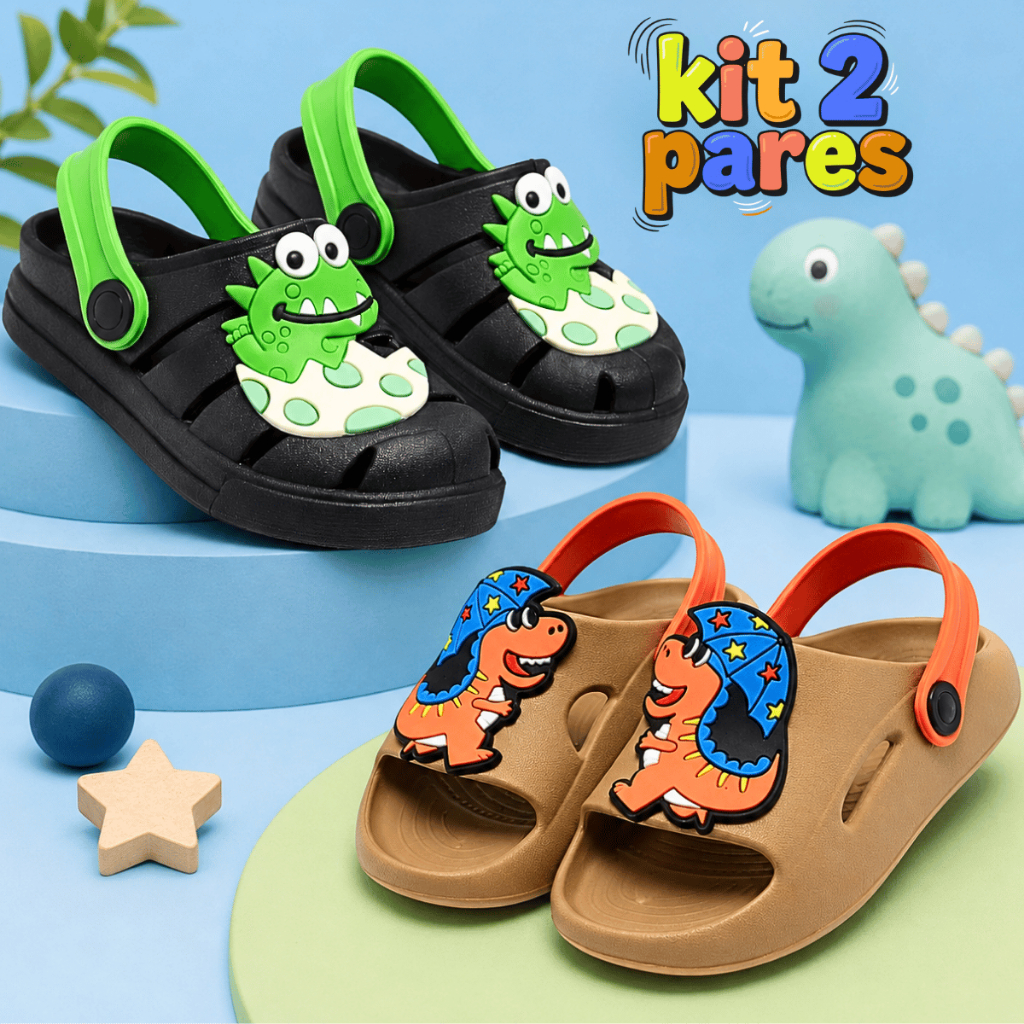 Kit 2 Pares Sandália Babuche Infantil Menino Leve Anatômico