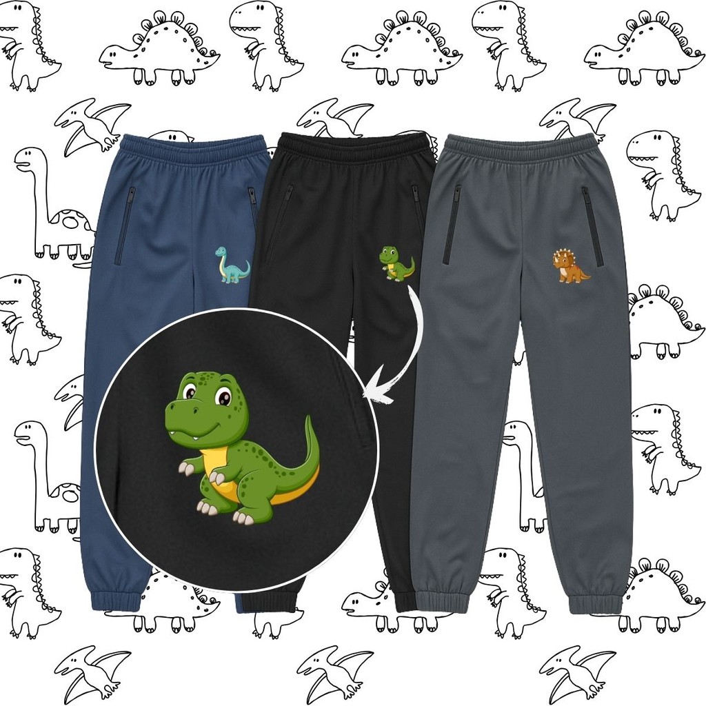 Kit 2 e 3 Calça de 2 Ao 16 ANOS DINOSSAURO Infantil Juvenil Criança Bebe Bolso E Ziper Menino Escola Creche