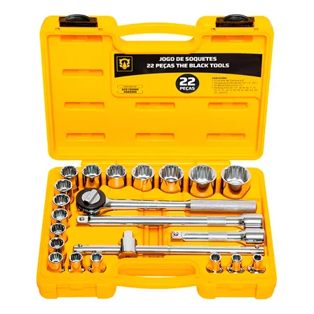 Kit Jogo De Soquetes 1/2 Polegadas Com Maleta Completo Cromado