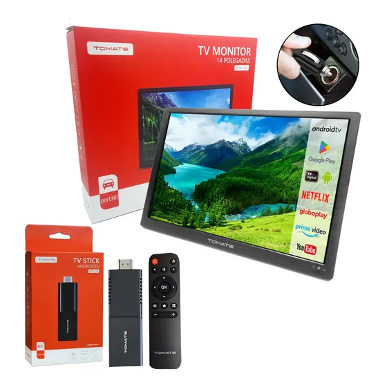 Mini Tv Portátil Smart Kit 14 Polegada 12v Veicular Bivolt