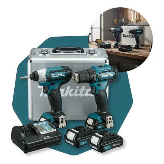 Kit Parafusadeira Furadeira Makita Clx224sax 12v Com Maleta