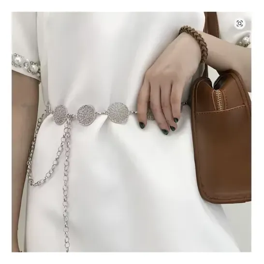 Cinto Corrente Feminino Prata Moda Elegante Luxo