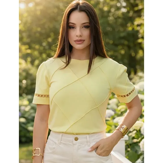 Blusa Feminina Algodão Social Elegante Tshirt Camiseta Solta