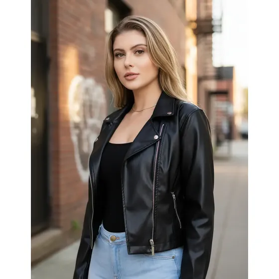 Jaqueta Feminina Couro Casaco Blusa Moda Outono Inverno