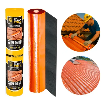 Manta Asfáltica Auto Adesiva Terracota Para Telha 90cm X 10m Terracota