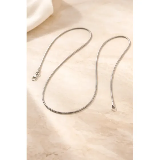 Corrente Colar Cordão Rabo De Rato, Em Aço Inox 50cm 2mm