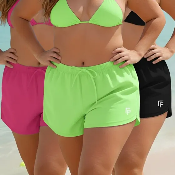 Shorts Plus Size Kit 3 Unid Moda Praia Feminino Do G1 Ao G4