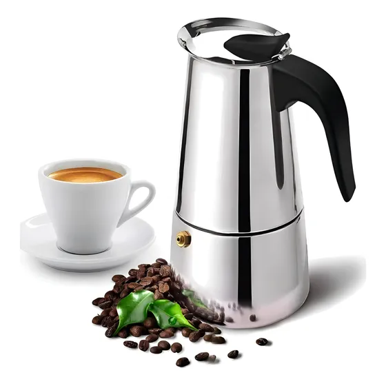 Cafeteira Italiana Aço Inox 500ml 9 Xicaras Café Expresso Cor Prateado
