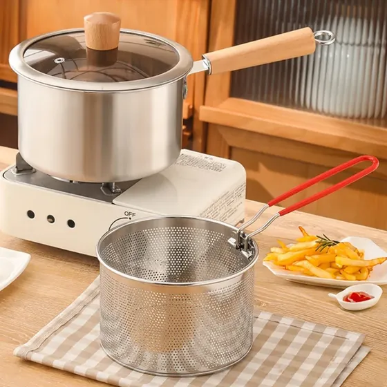 Cesta De Filtro De Aço Inoxidável Deep Fryer Pot 304