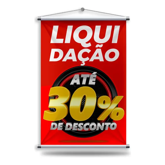 Banner Liquidação Até 30% 70cmx50cm + Suporte Grátis