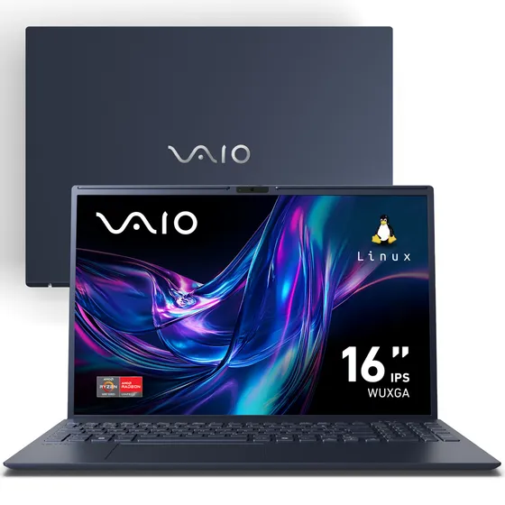 Notebook VAIO FE16 AMD Ryzen 7-5825U - Linux Debian 12 - 16GB RAM 256GB SSD Tela 16" IPS WUXGA Antirreflexo - Cinza Grafite - VJFE69F11X-BSKU670