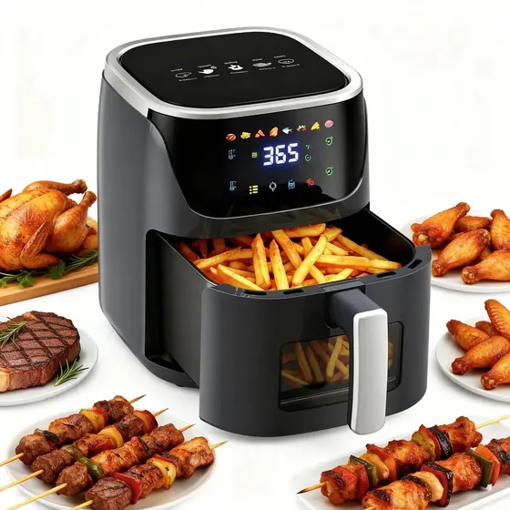 Fritadeira Elétrica Air Fryer Patbrela 8L Digital com Janela e 8 Programas, para 3-5 Pessoas