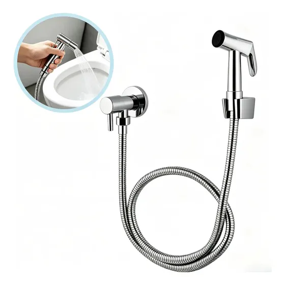 Ducha Higiênica de Metal Fosco com Mangueira de 1.5 m Para Banheiro
