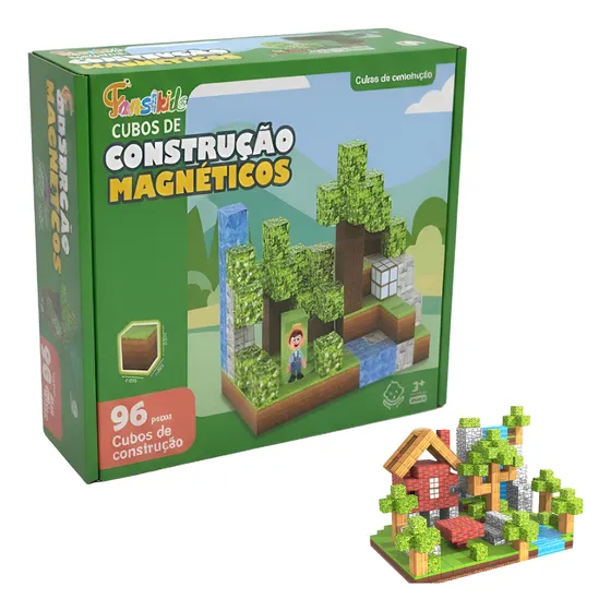 Kit 96 Blocos Magnéticos Construção Educativo Fansikids Brinquedo