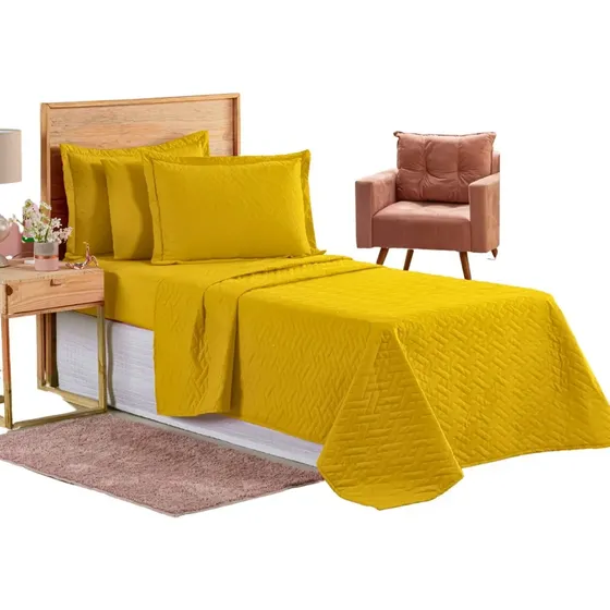 Colcha Cobre Leito Jogo Roupa Cama Solteiro Matelado Macio