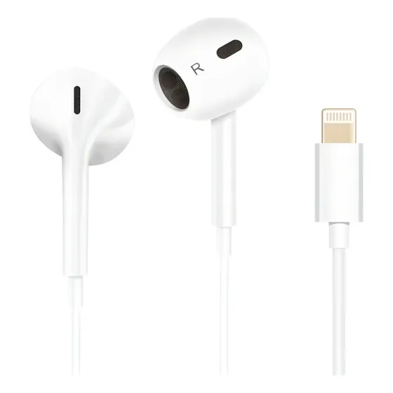 Fone de Ouvido In-ear Hrebos Lightning HS-566 iPhone 7 8 Plus X 11 12 13 Branco